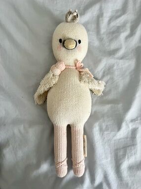 Handmade Knit Swan Plush Toy - Cream & Pink